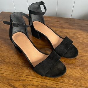 Rampage black open tie ankle strap block heels   Size 8